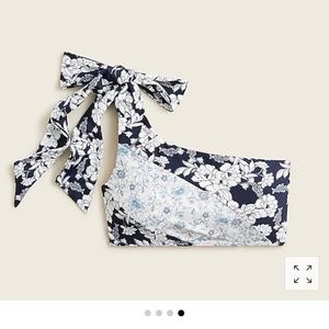 LTB J. Crew one shoulder bow bikini top. Magnolia print.